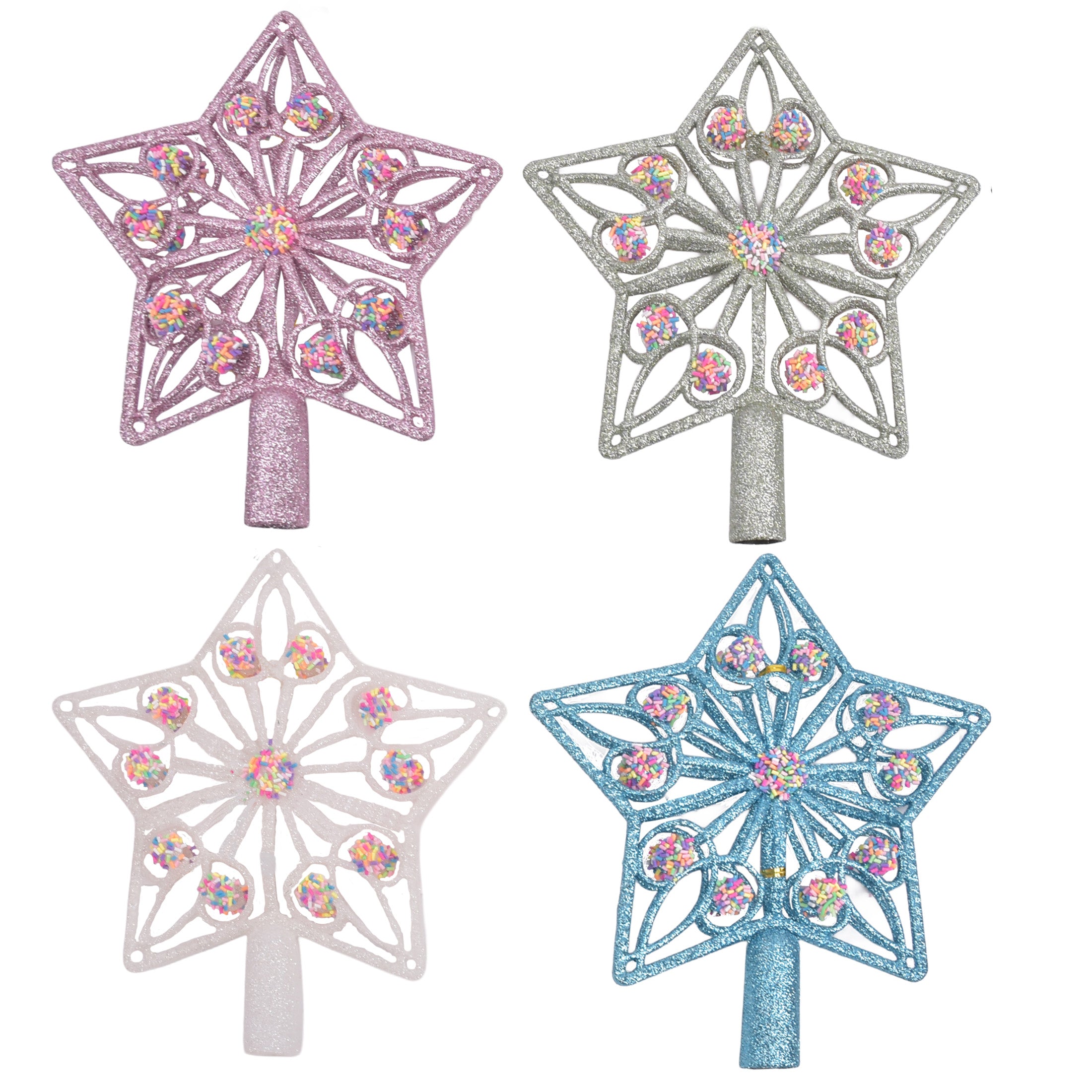 1Pk Star Tree Topper With Sequin Hp