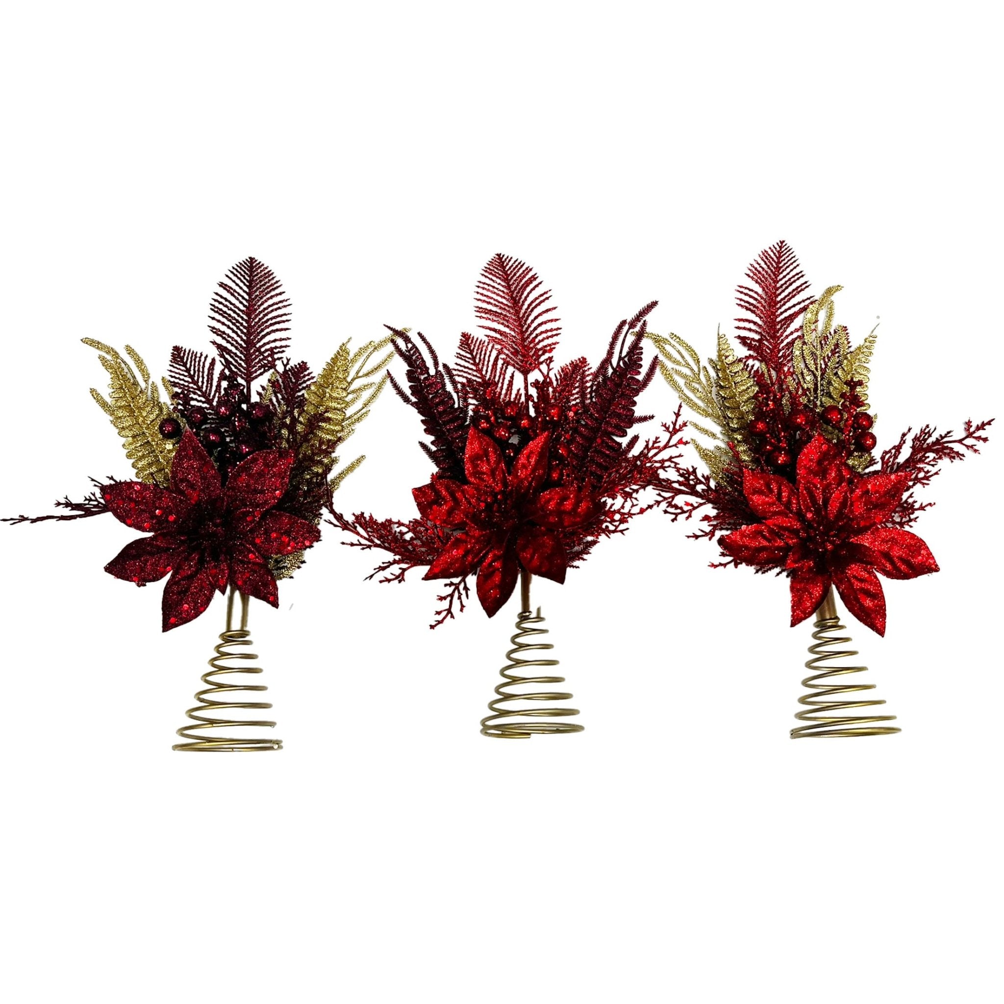 Poinsettia Leaf And Berry Tree Topper - Country Silk