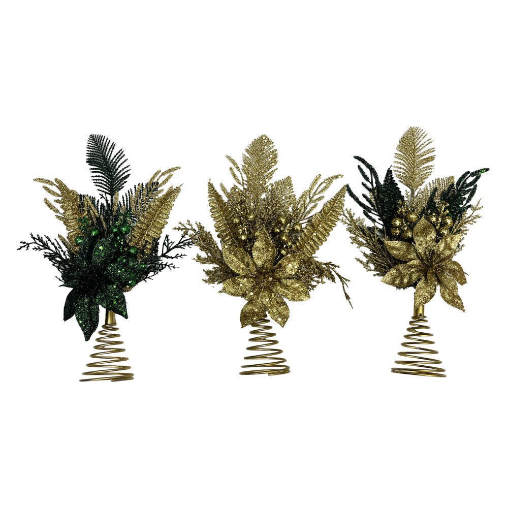 Poinsettia Leaf And Berry Tree Topper - Country Silk