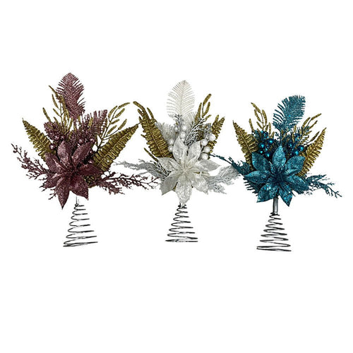 Poinsettia Leaf And Berry Tree Topper - Country Silk