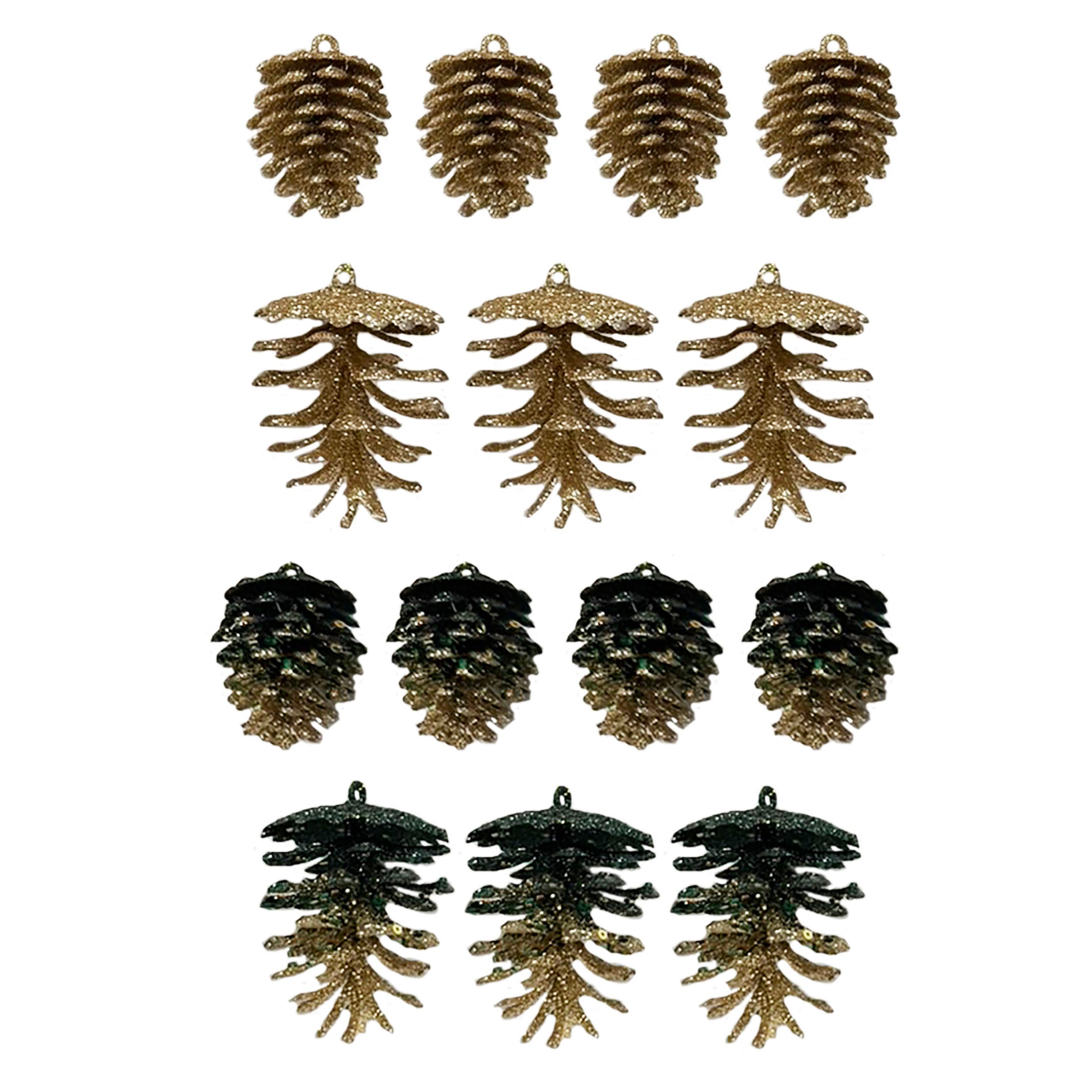3 Pack And 4Pack Glitter Pine Cone Asst