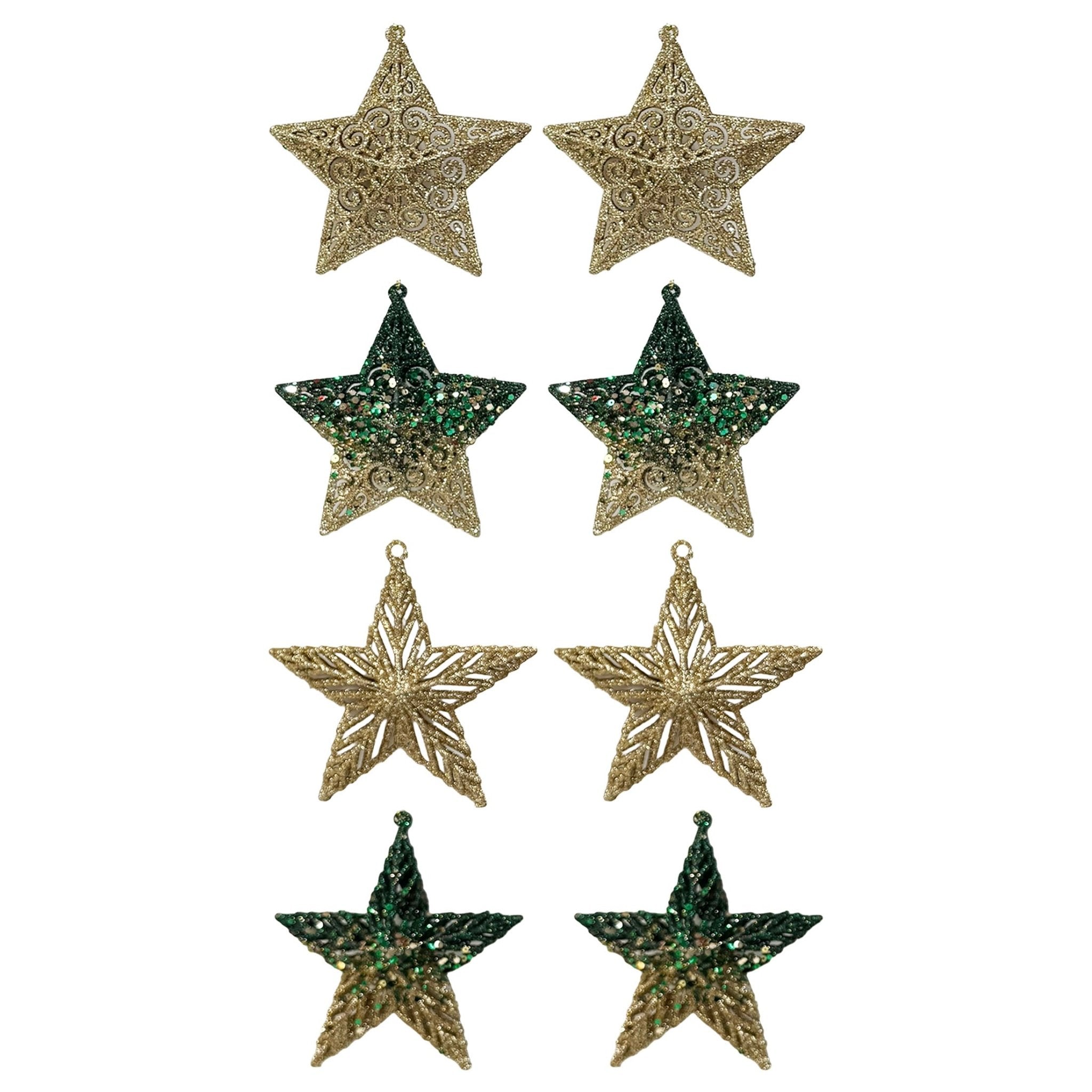 2Pk Large Double Layer 3D Glitter Star - Country Silk