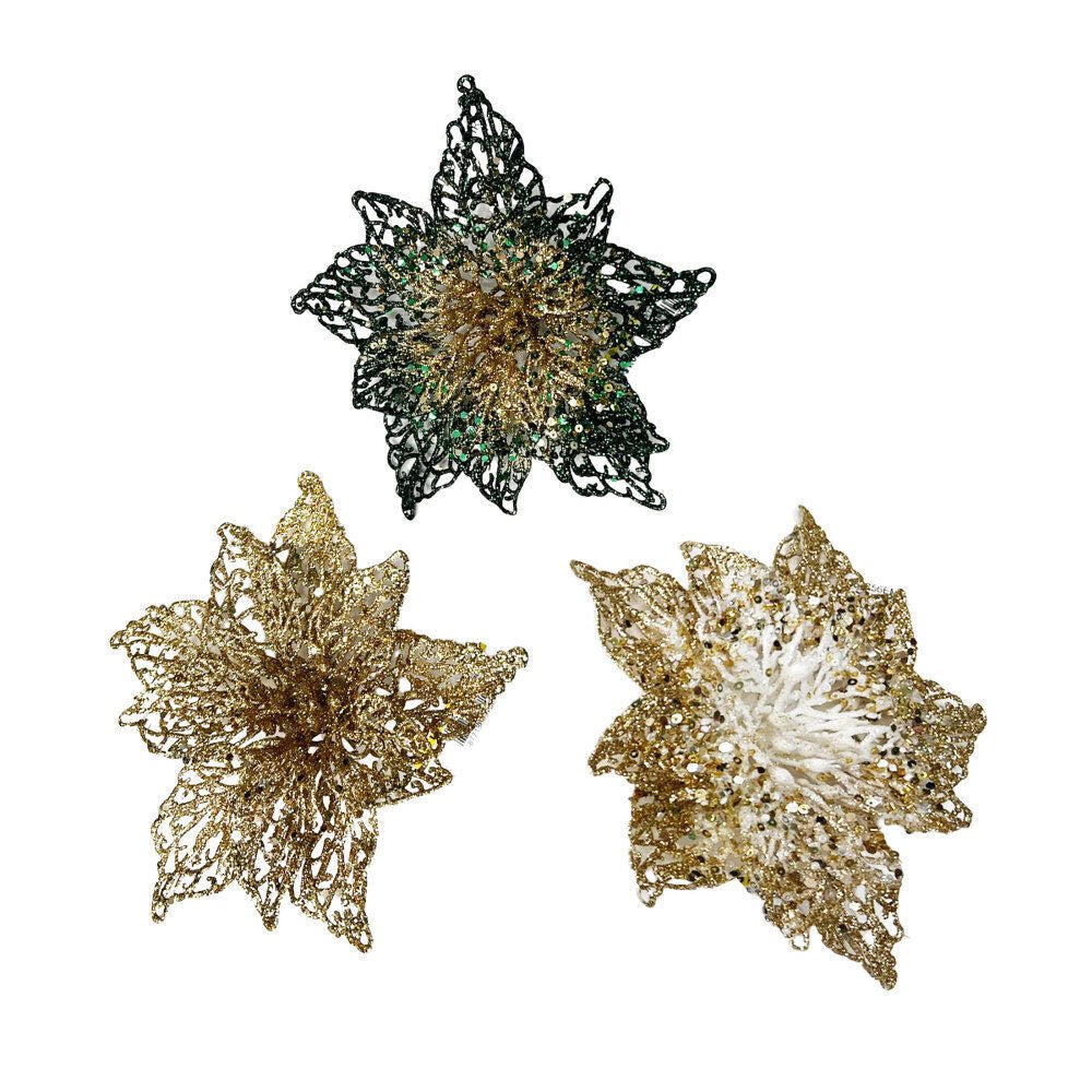 Lace Poinsettia W Clip On - Country Silk