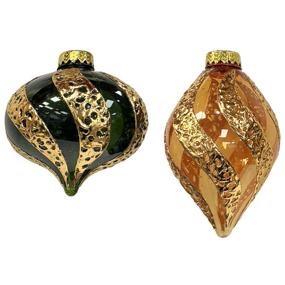 100Mm Ball Orn With Gold Paint Panels - Country Silk