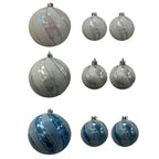 100Mm X 1 And 60Mm X2 Asst Ball Orn With Wide And Thin Glitter Swirl Stripes - Country Silk