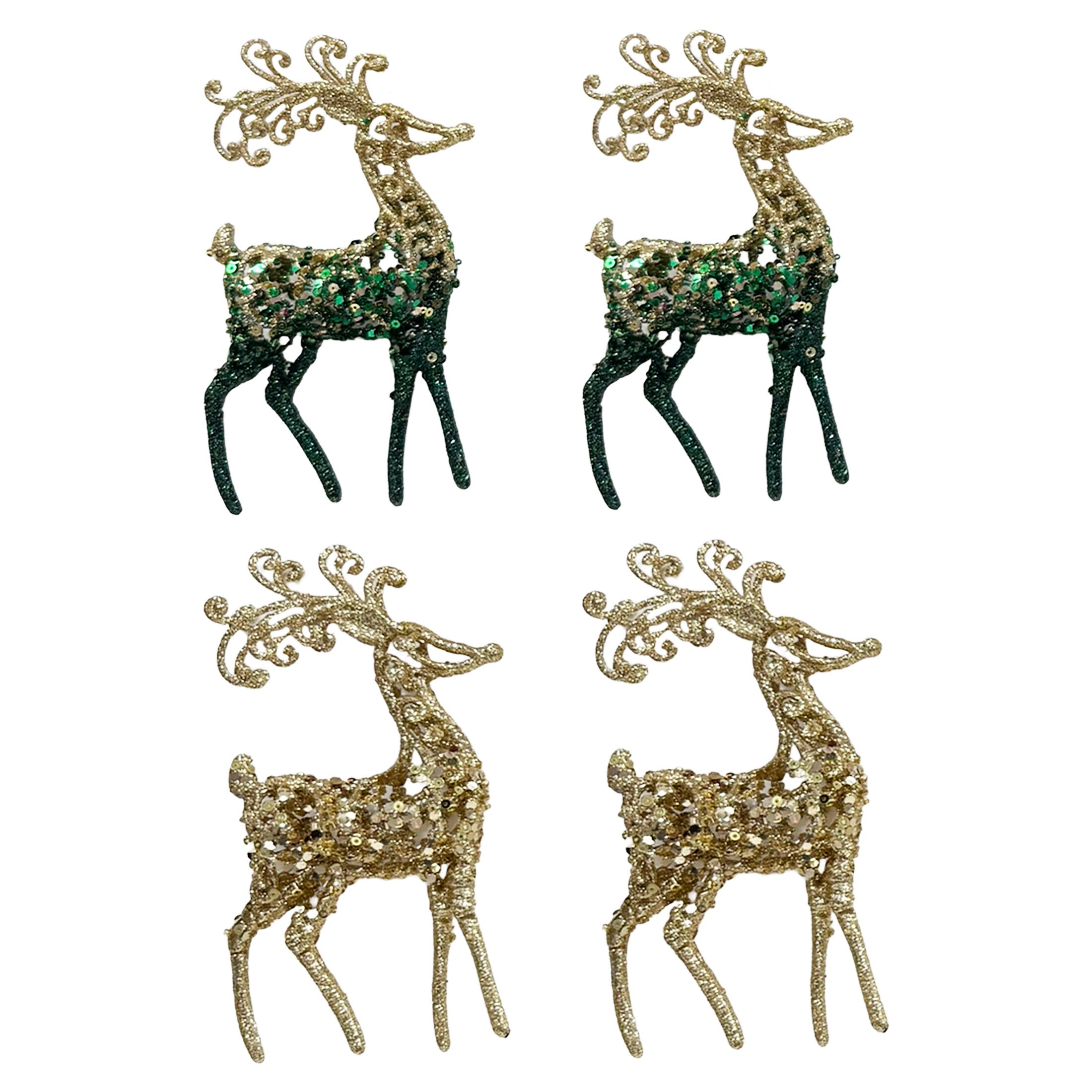 2 Pk Deer Glitter Reindeer Orn