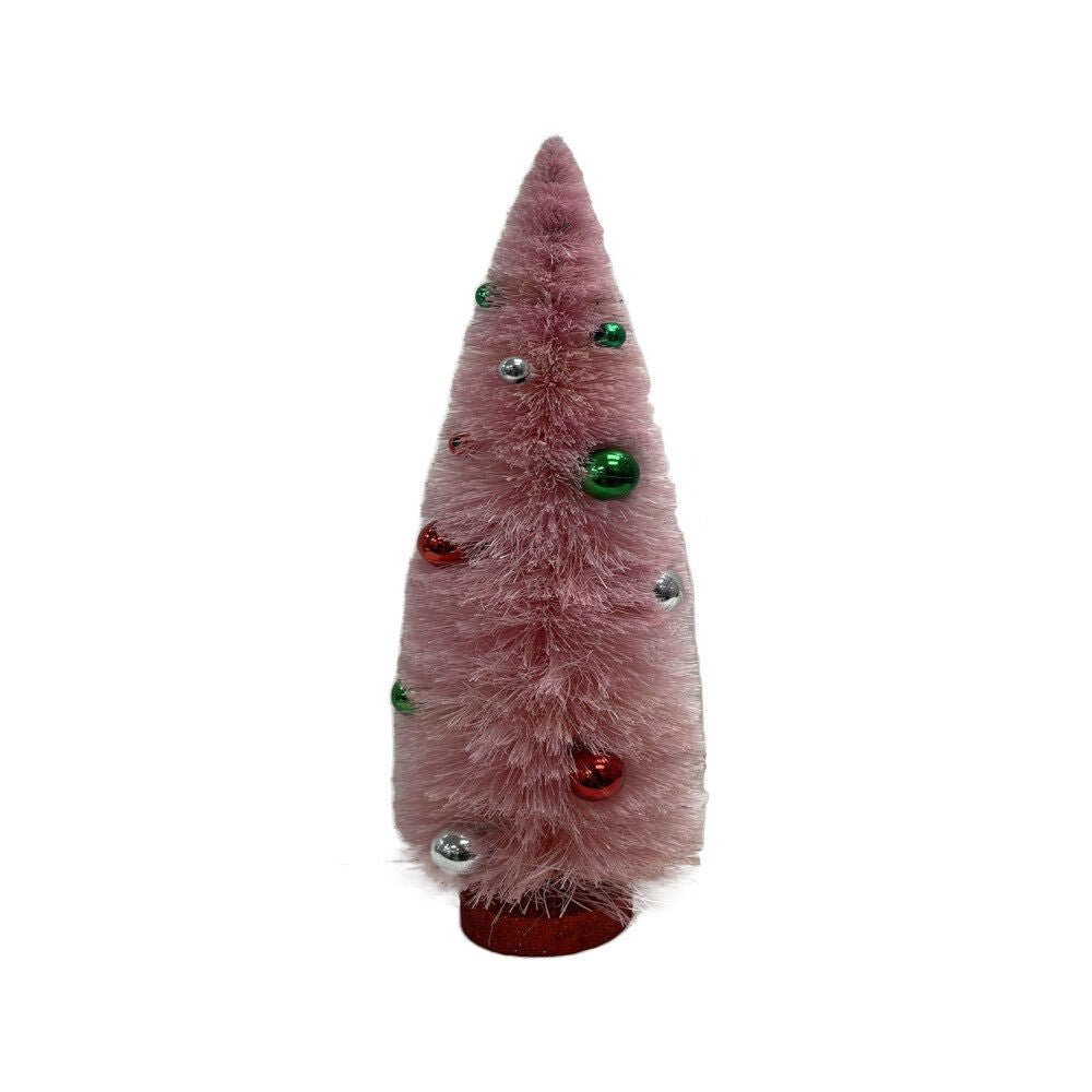 12.2Inch Bottle Brush Tree In Pink Offwhi - Country Silk