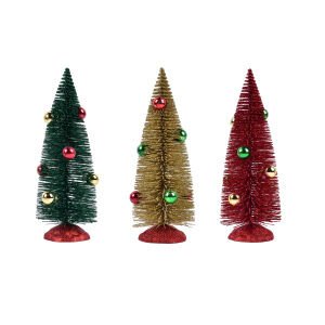 9.8Inch Glitter Bb Tree With Ornaments An - Country Silk