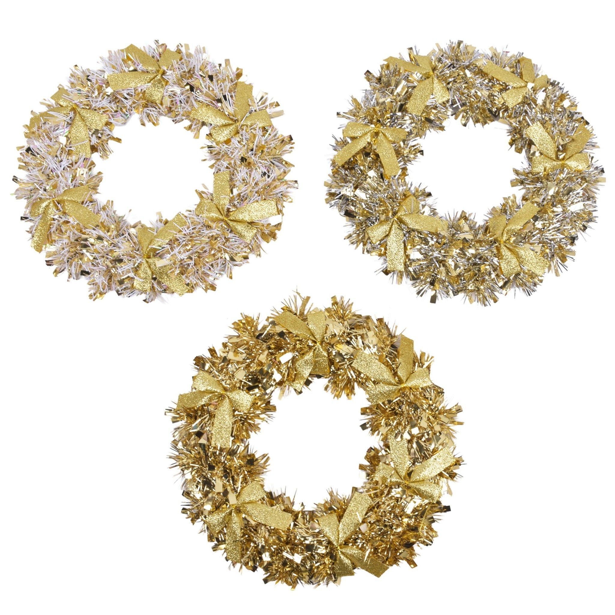 10Inch Foil Wreath With Red Velvet Bow - Country Silk