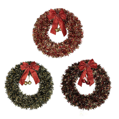16Inch Wave Wreath With 2 Bells And Rib - Country Silk