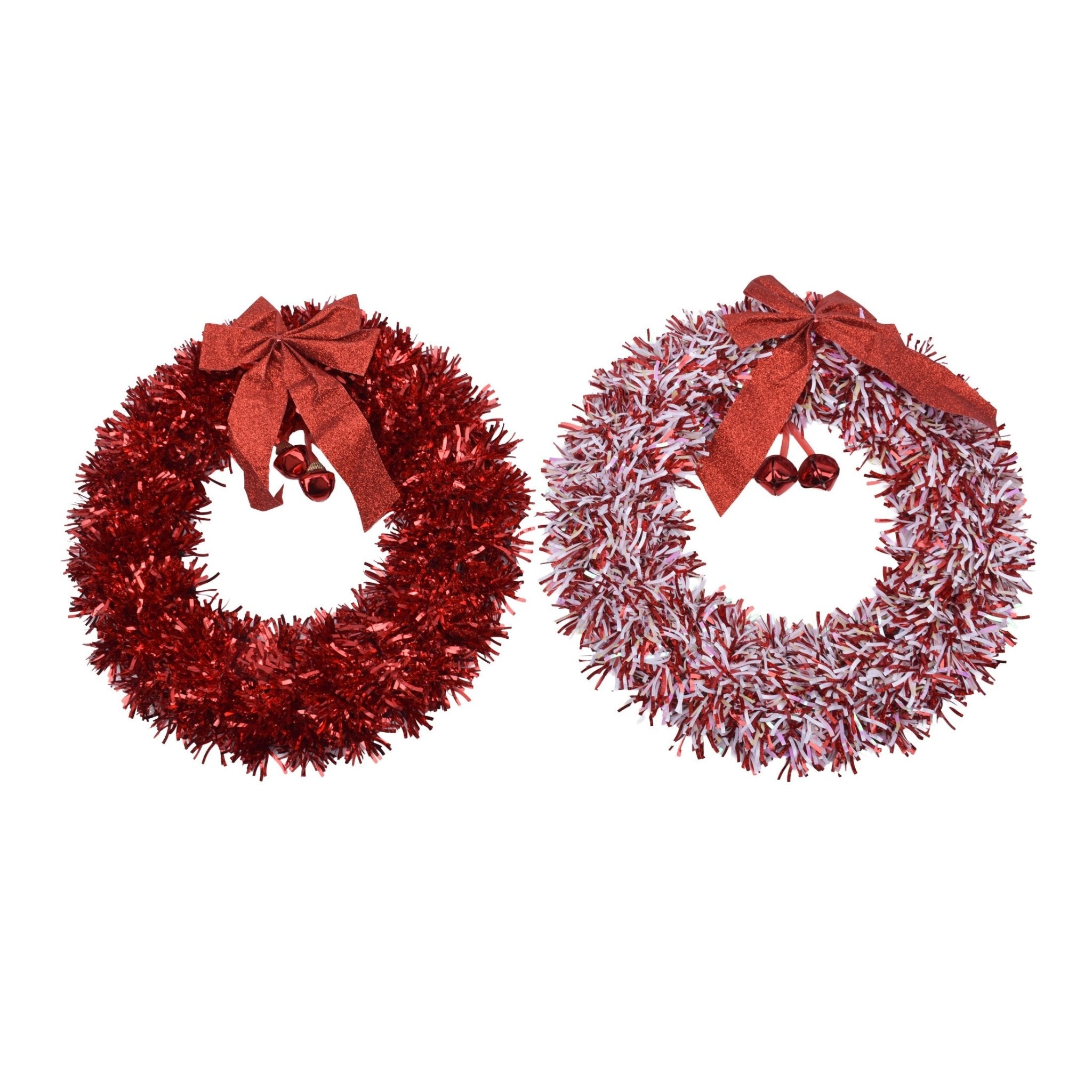 16Inch Wave Wreath With 2 Bells And Rib - Country Silk