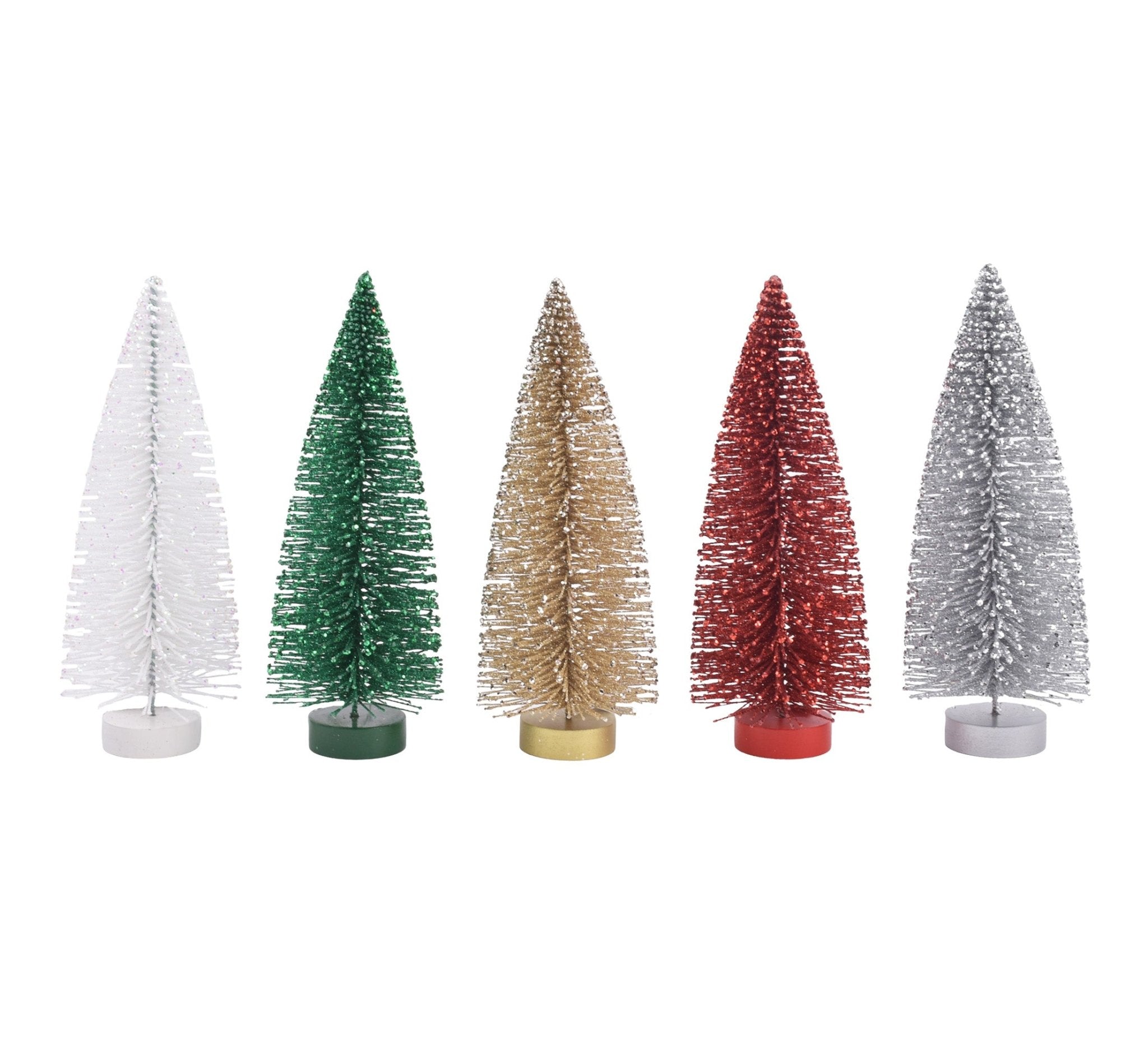 9Inch Bottle Brush Trees With Sequin Tip - Country Silk