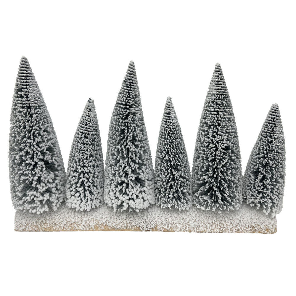 Flocked Tree Tabletop Set Of 6 Green Onl