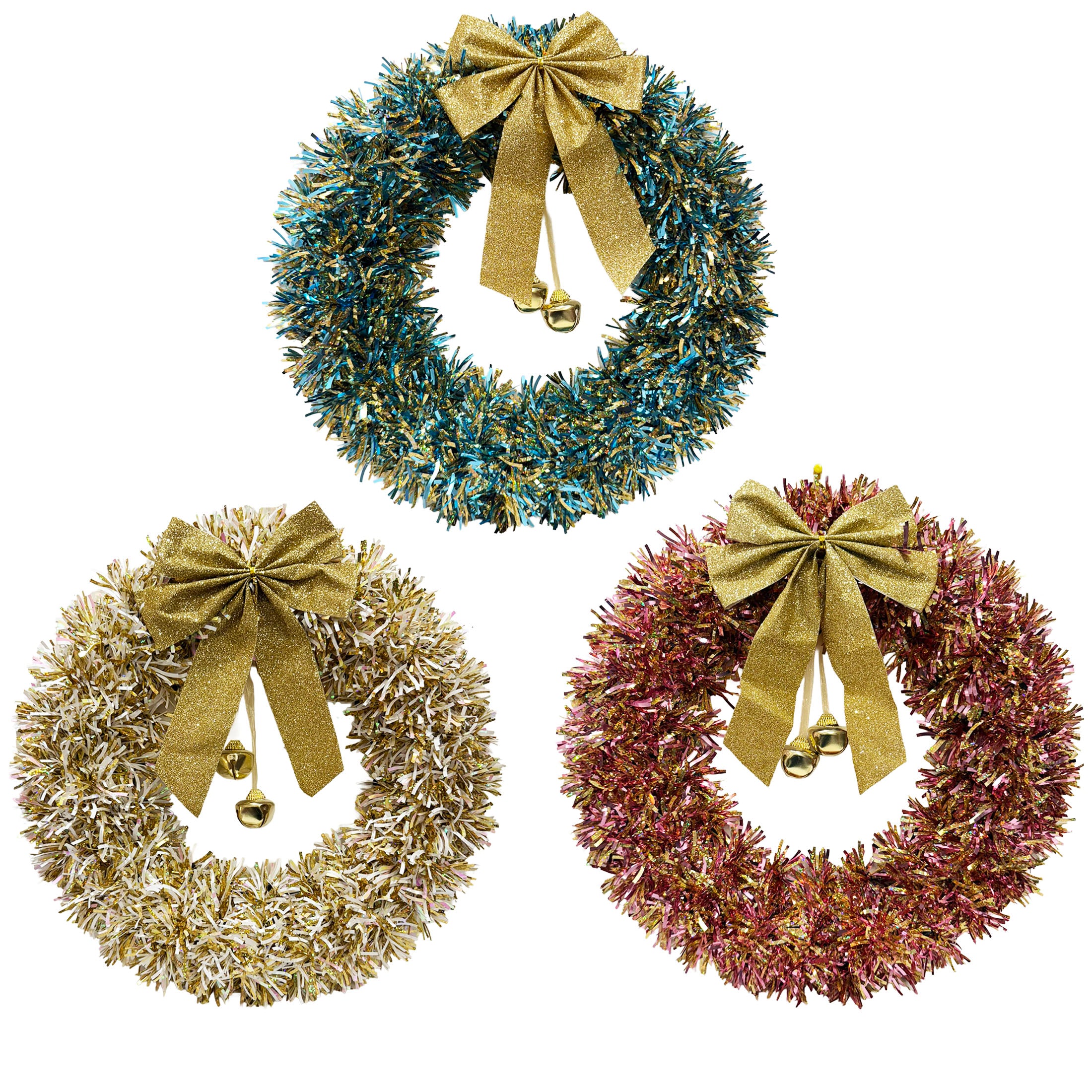 16 Inch Wave Wreath With 2 Bells And Rib