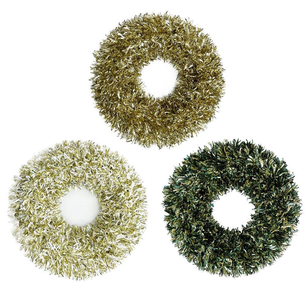 Wave Tinsel Wreath 18 Inches - Country Silk
