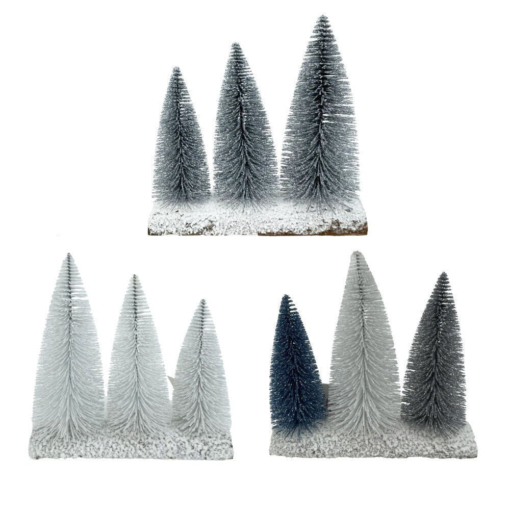 Mini Bottle Brush Tree Set Of 3 - Country Silk