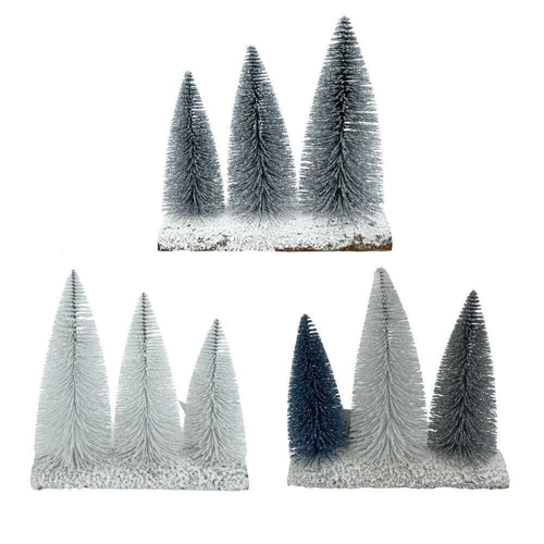Mini Bottle Brush Tree Set Of 3 - Country Silk