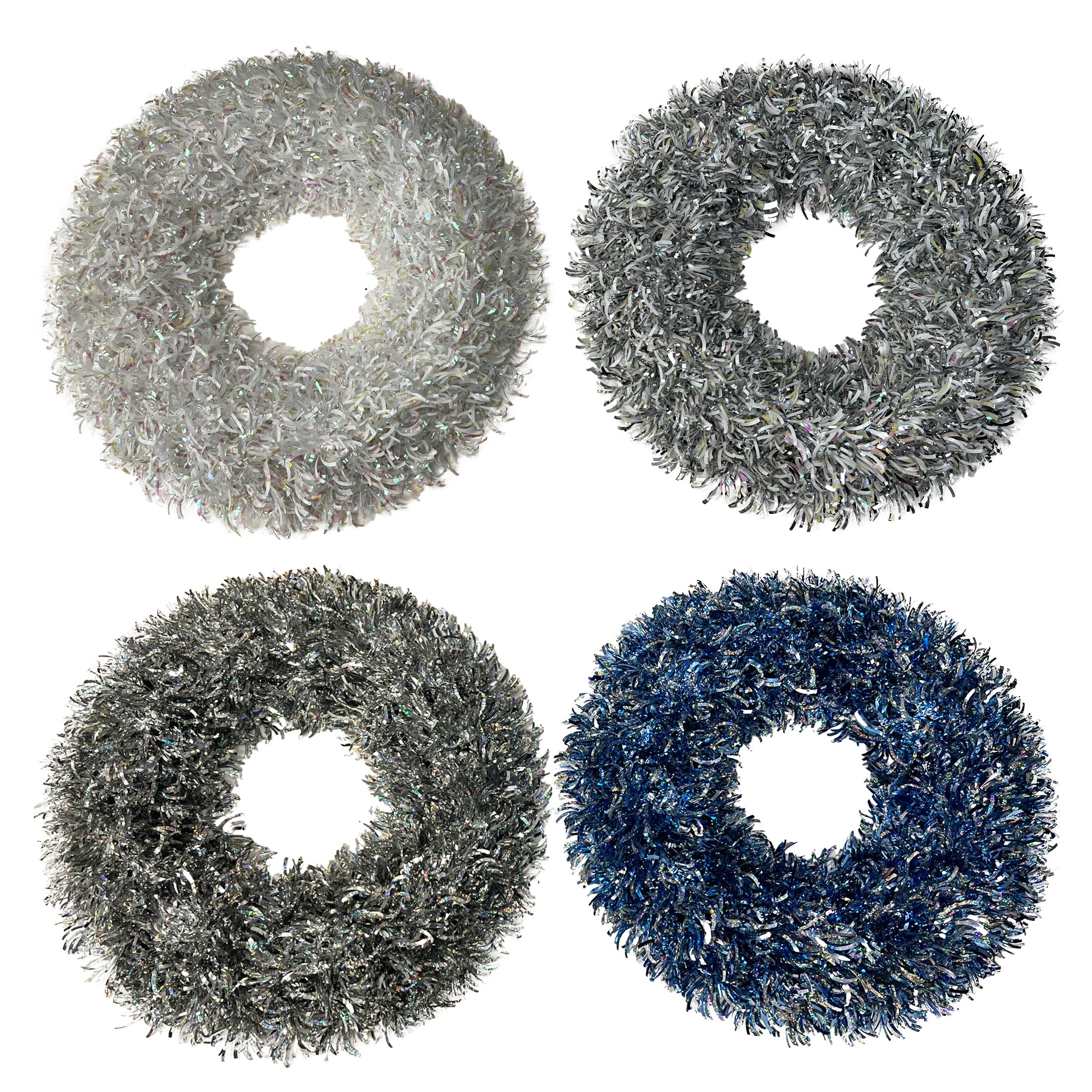 Wave Tinsel Wreath 18 Inches