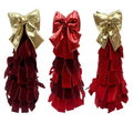 12 Inch Velvet Tiered Tree With Bow - Country Silk