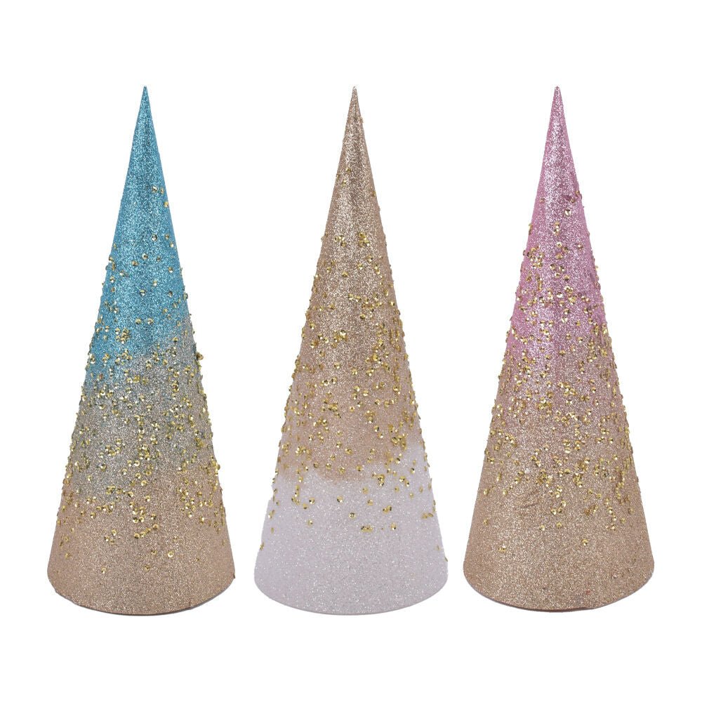 Glitter Cone Tree 10.6 Inches - Country Silk