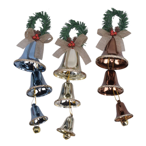 3 Bell With Jingle Bell Pine Hanging D - Country Silk