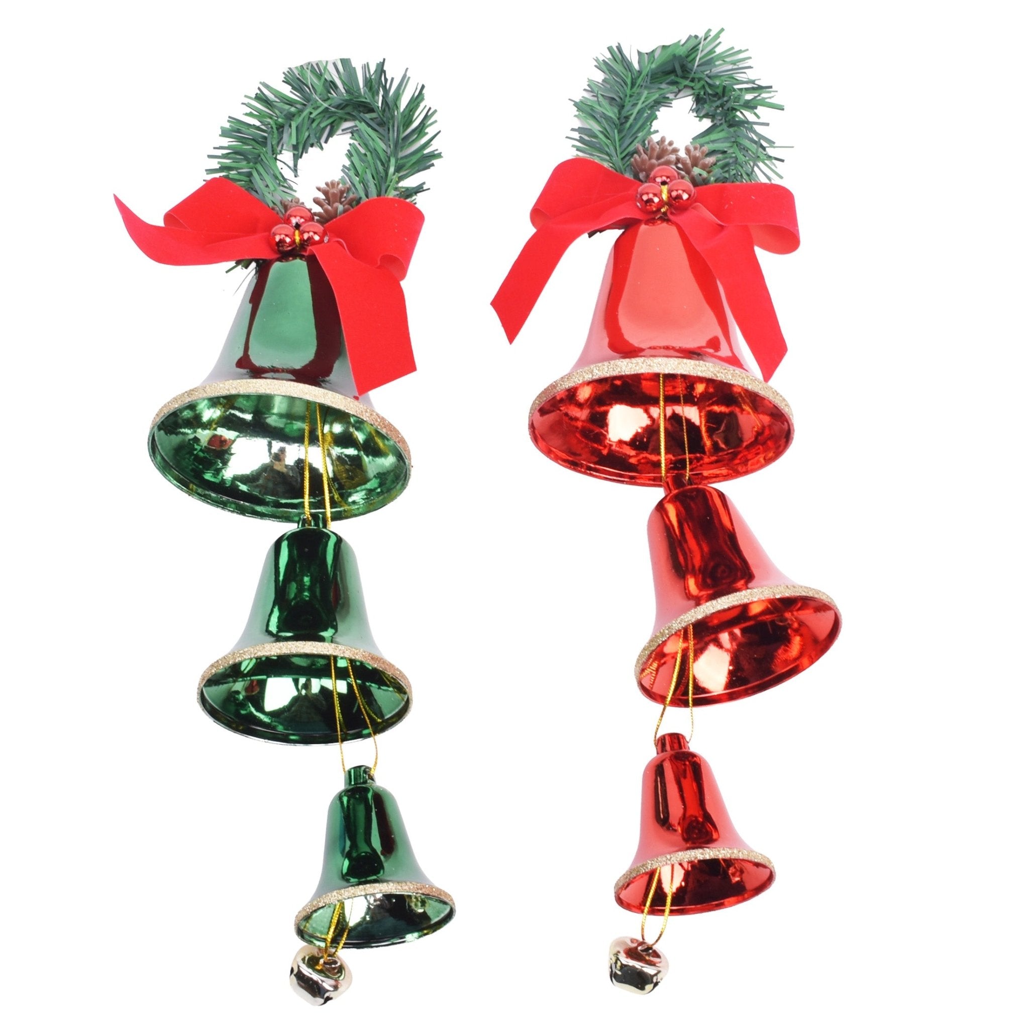 3 Bell With Jingle Bell Pine Hanging D - Country Silk