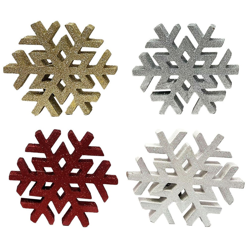 Large Glitter Snowflake Table Décor Item - Country Silk