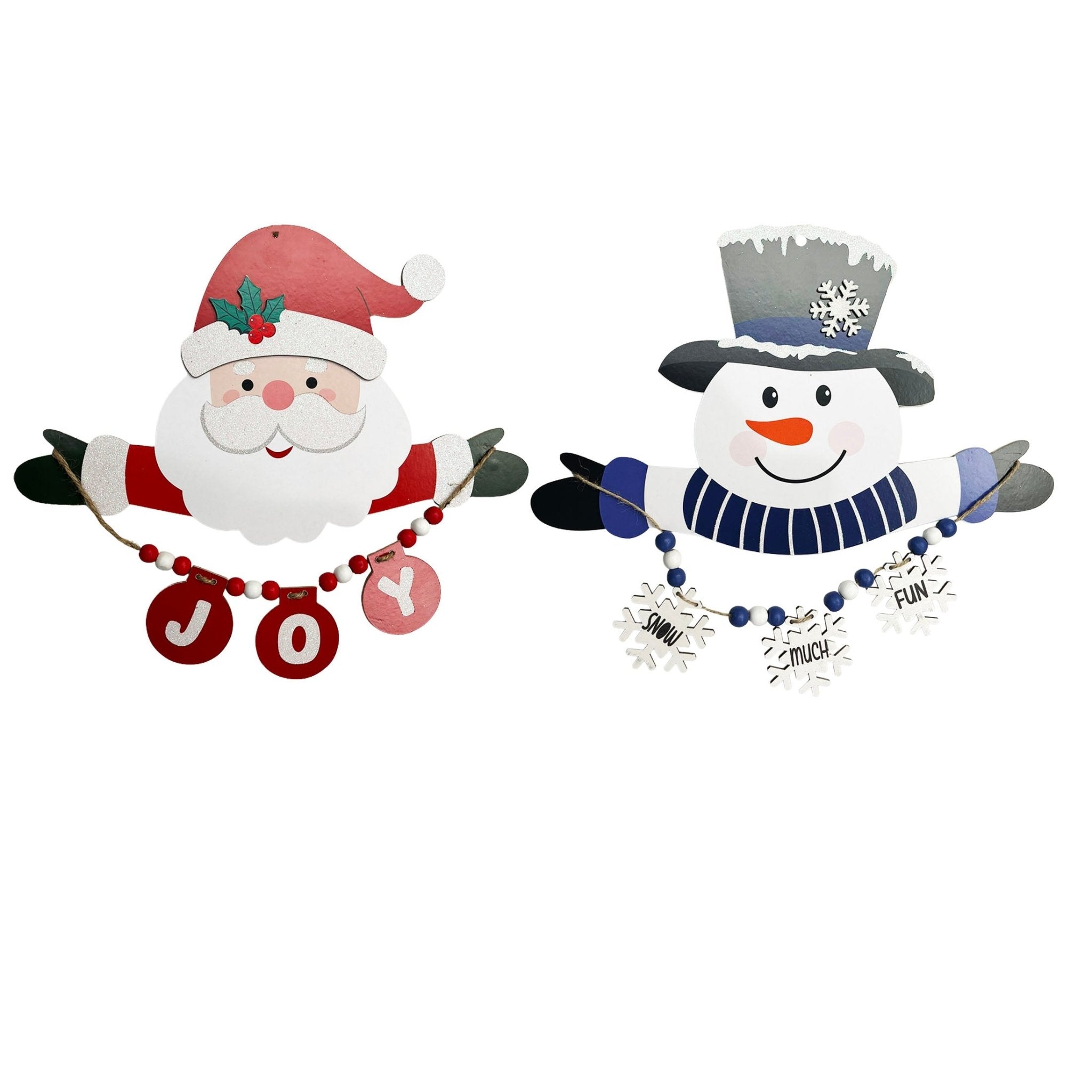Mdf Decor Santa And Snowman Asst - Country Silk