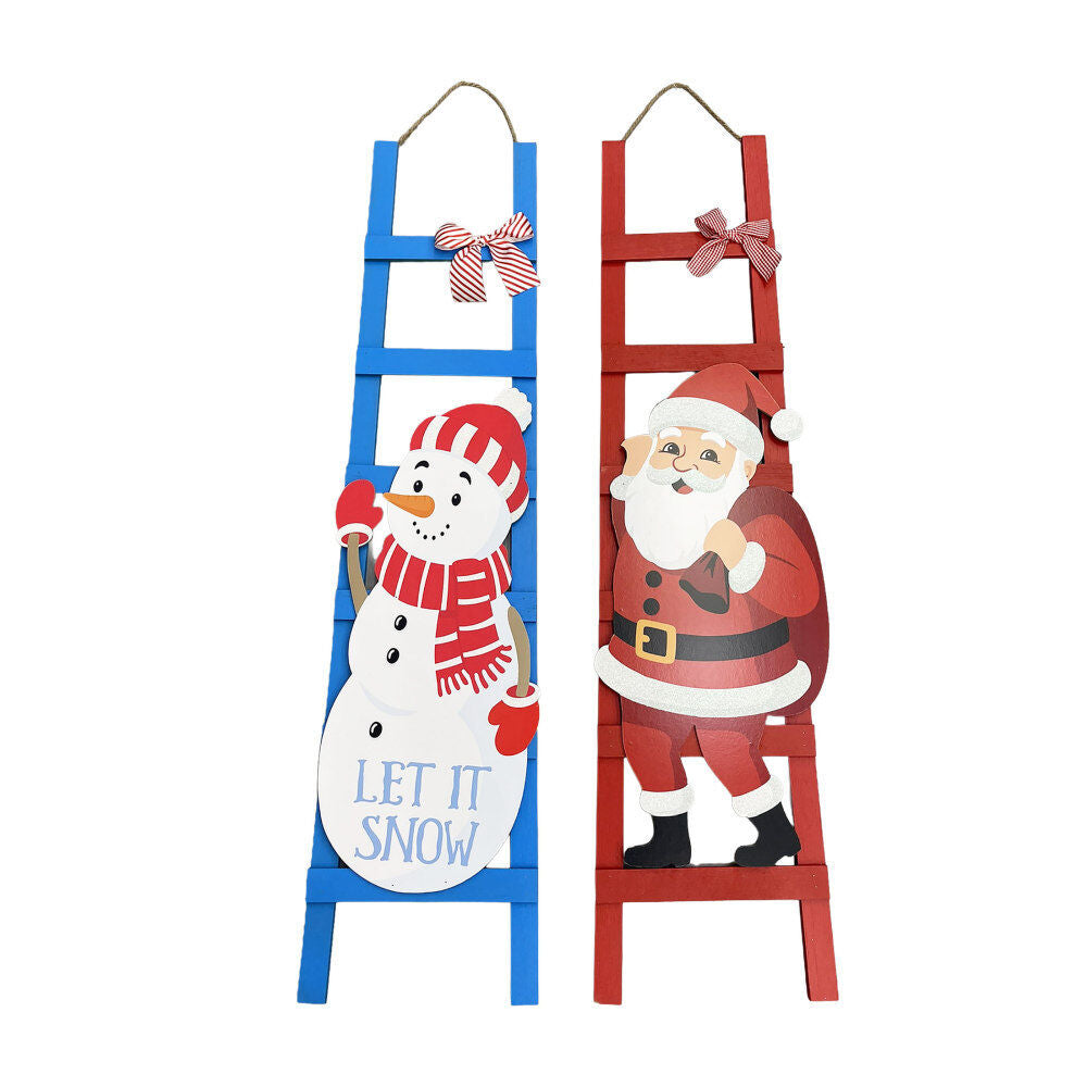 48 Inch Leaner Ladder Santa And Snowman