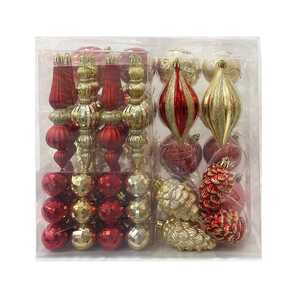 55 Pack Shatterproof Set With Pine Cones - Country Silk
