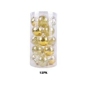 12Pk X 80Mm Pet Balls With Assorted Gold Fillers - Country Silk
