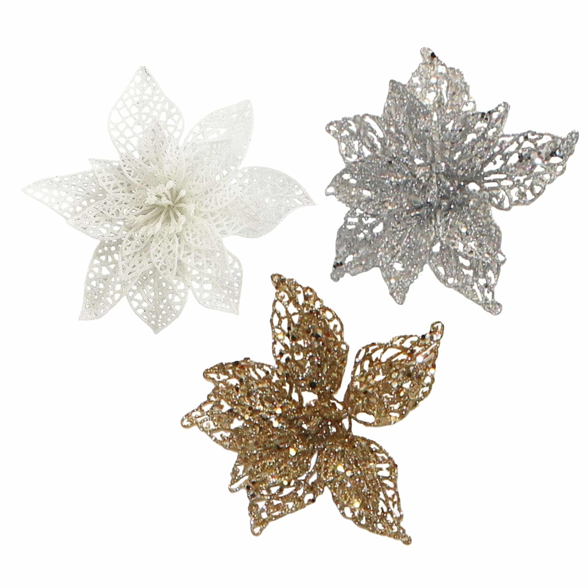 3Pk Poinsettia In Acetate Box - Country Silk