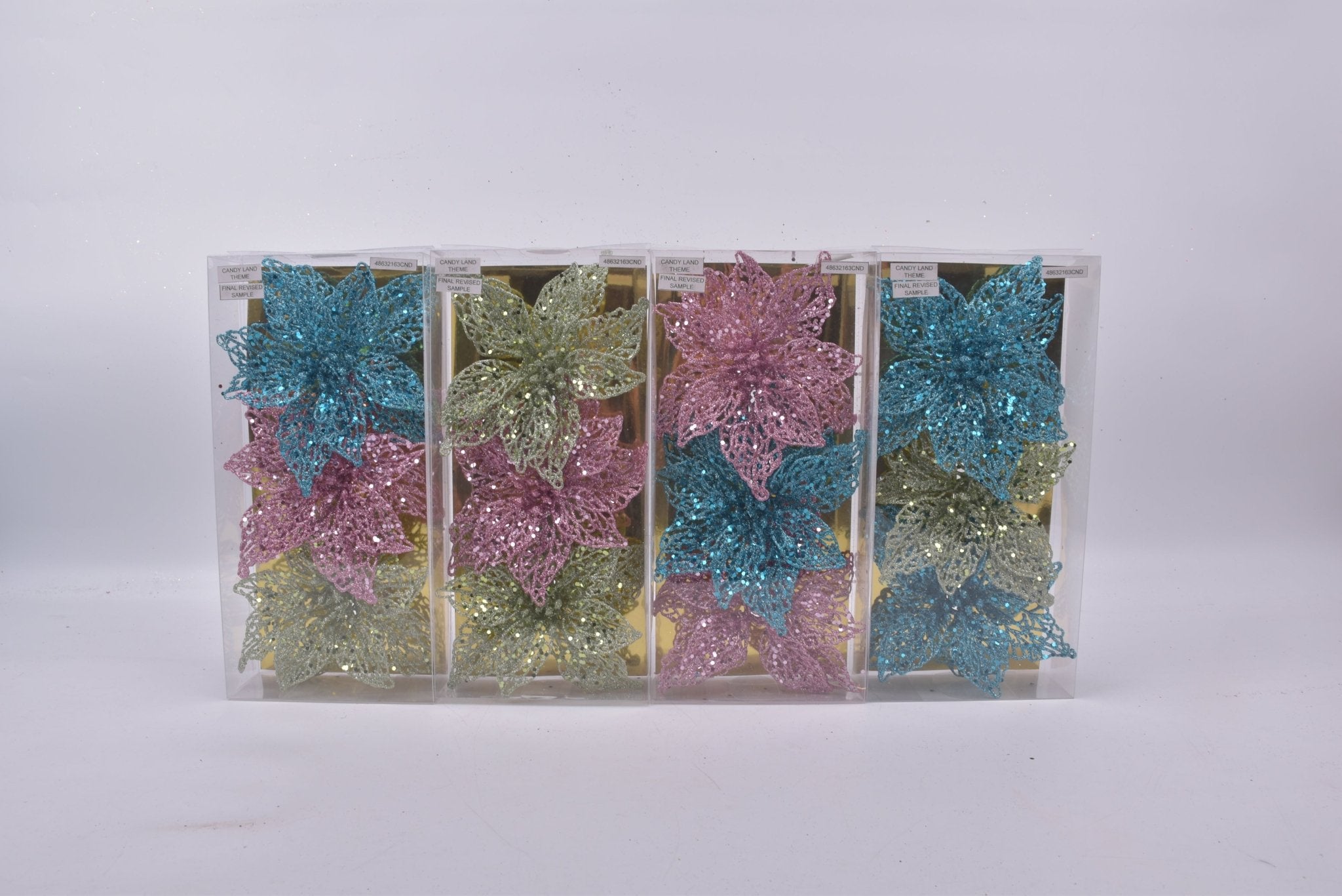 3Pk Poinsettia In Acetate Box - Country Silk