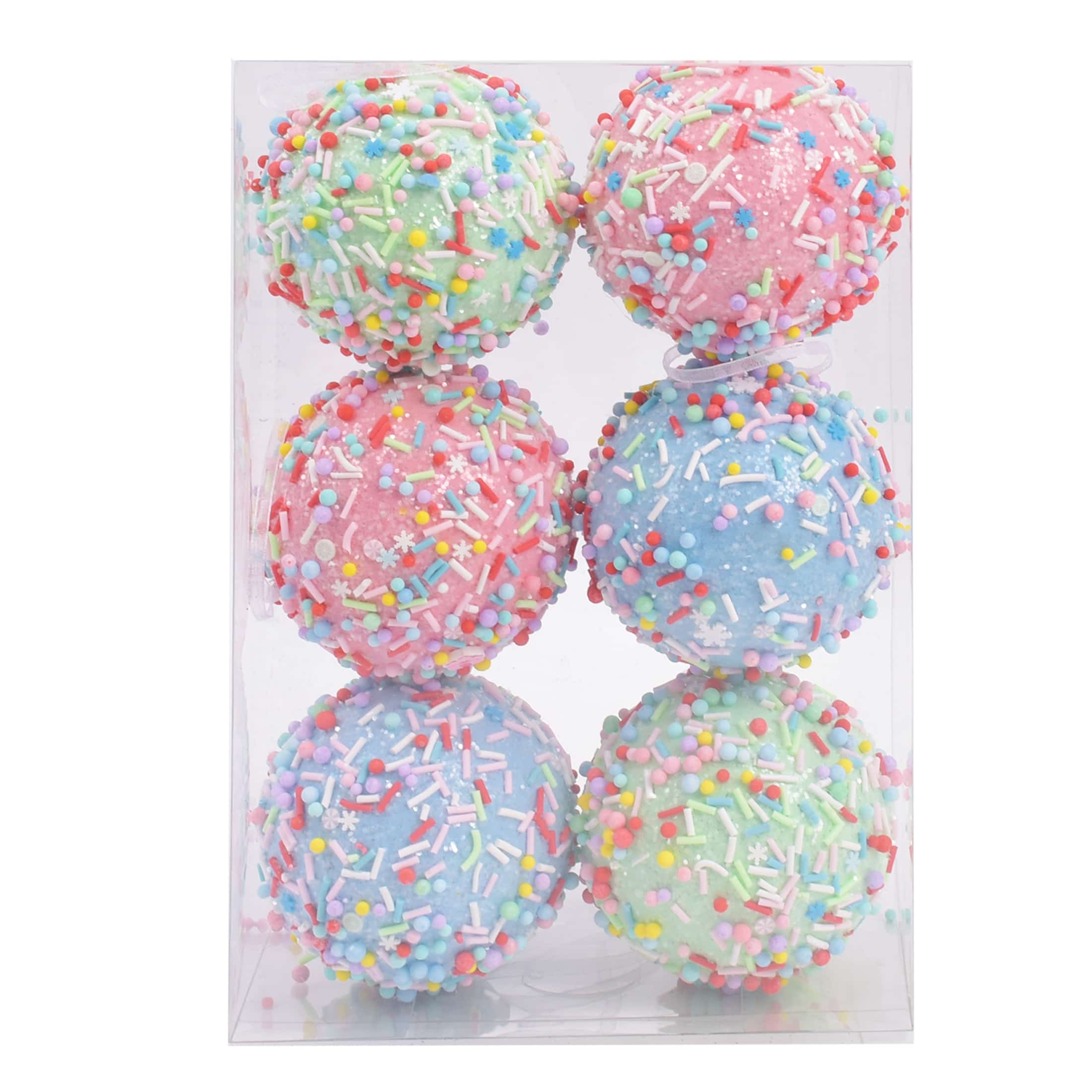 6Pk Orn With Sprinkle Glitter In Acetate