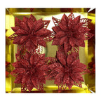 4 Pack Clip On Poinsettia In Box - Country Silk