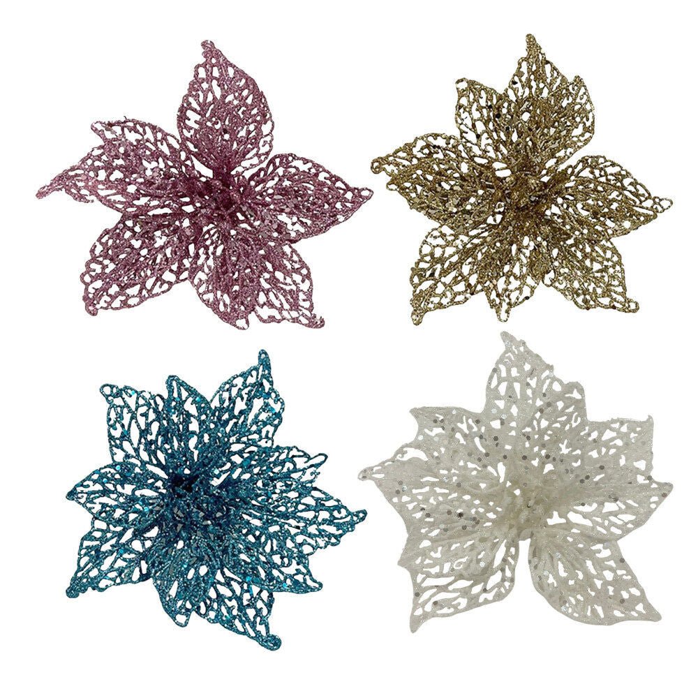 3Pk Poinsettia In Acetate Box - Country Silk