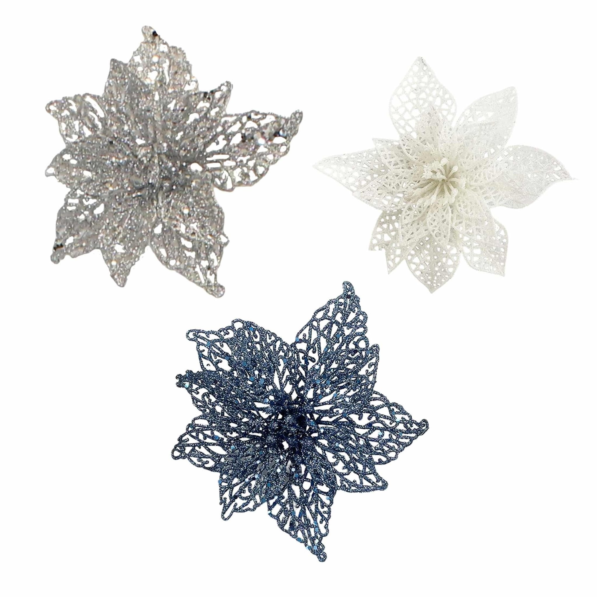 3Pk Poinsettia In Acetate Box - Country Silk