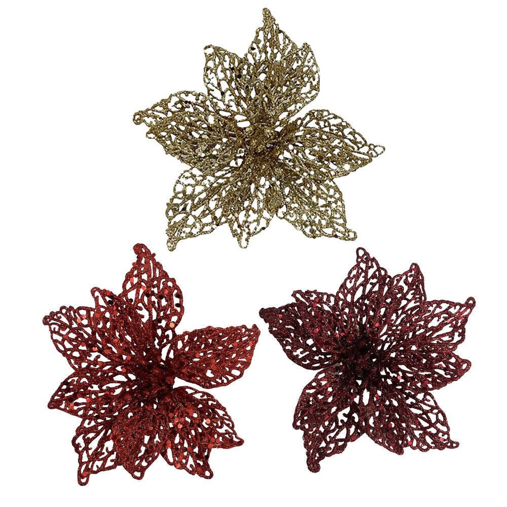 3Pk Poinsettia In Acetate Box - Country Silk
