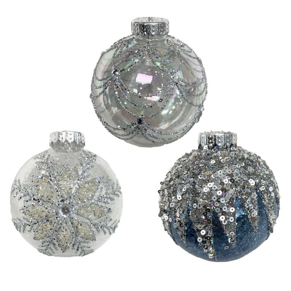100 Mm Pet Inside Glitter Ball With Glitter Orn Asst - Country Silk