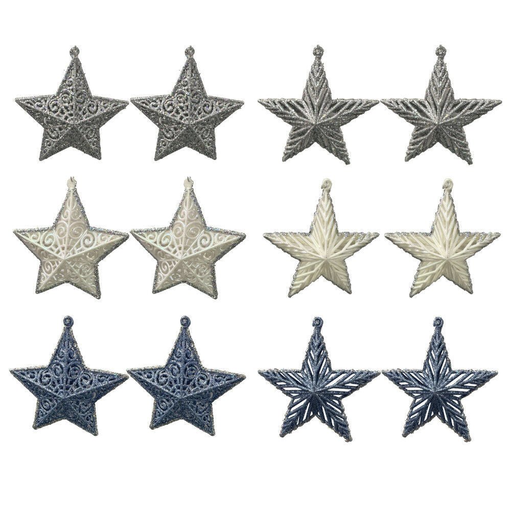 2Pk Large Double Layer 3D Glitter Star Assort - Country Silk