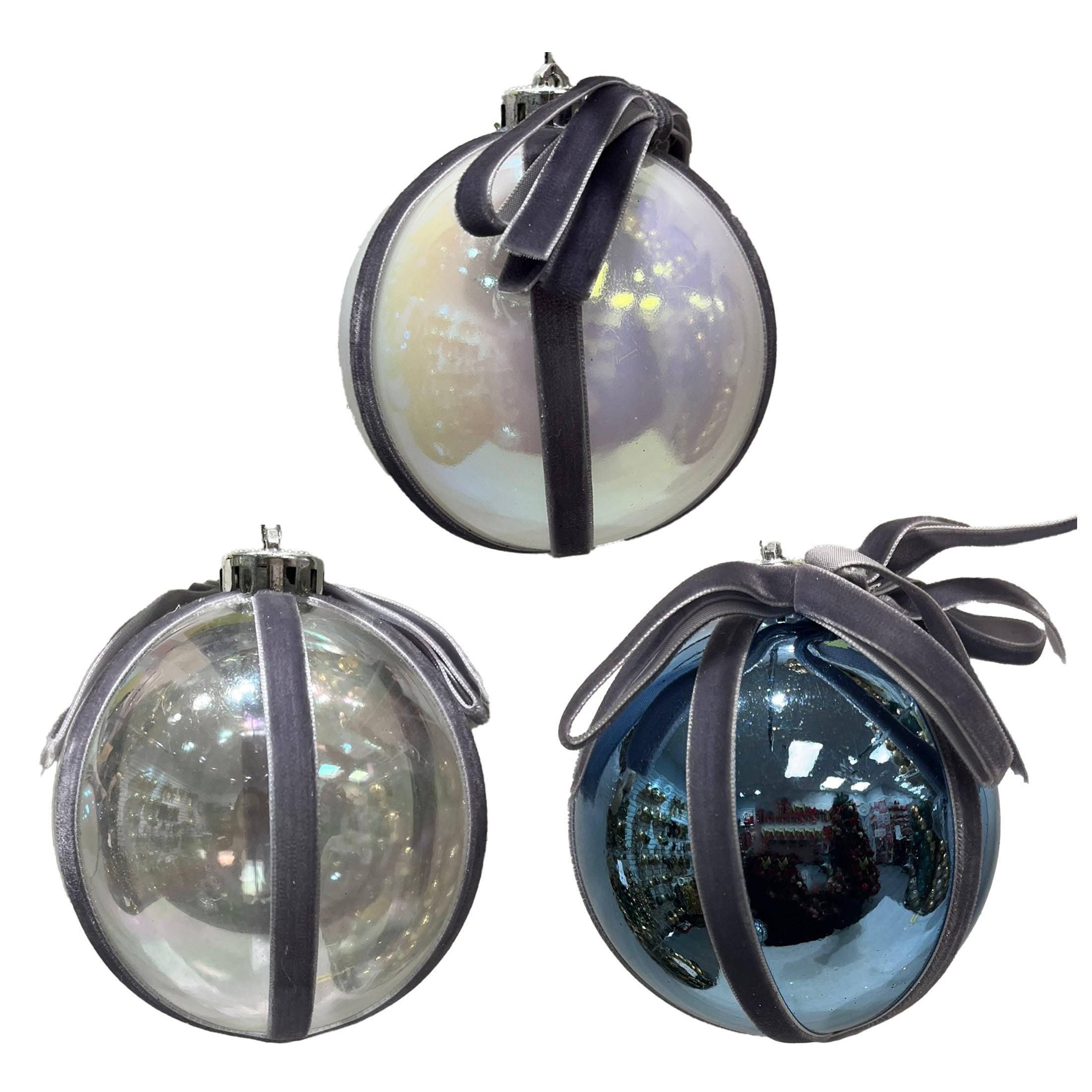 Deluxe Plated Orn With Velvet Ribbon Wrapping And Bow
