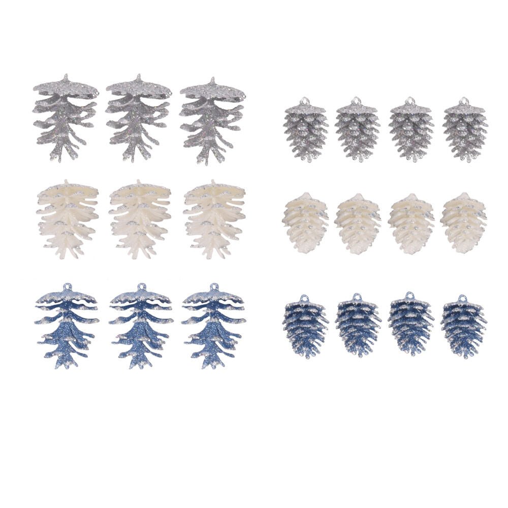 3 Pack And 4Pack Glitter Pine Cone Asst - Country Silk