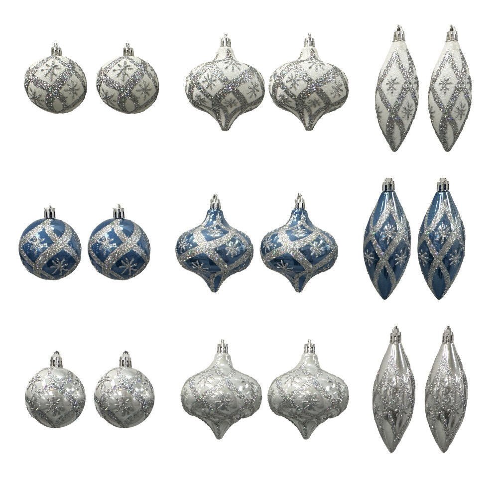 2Pk Onion Ball And Finial Asst With Diamond Shape Hp With Star Hp Ornaments - Country Silk