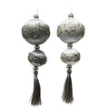 Elegant Ball Drop Ornament With Glitter Accents Natural Tassel
