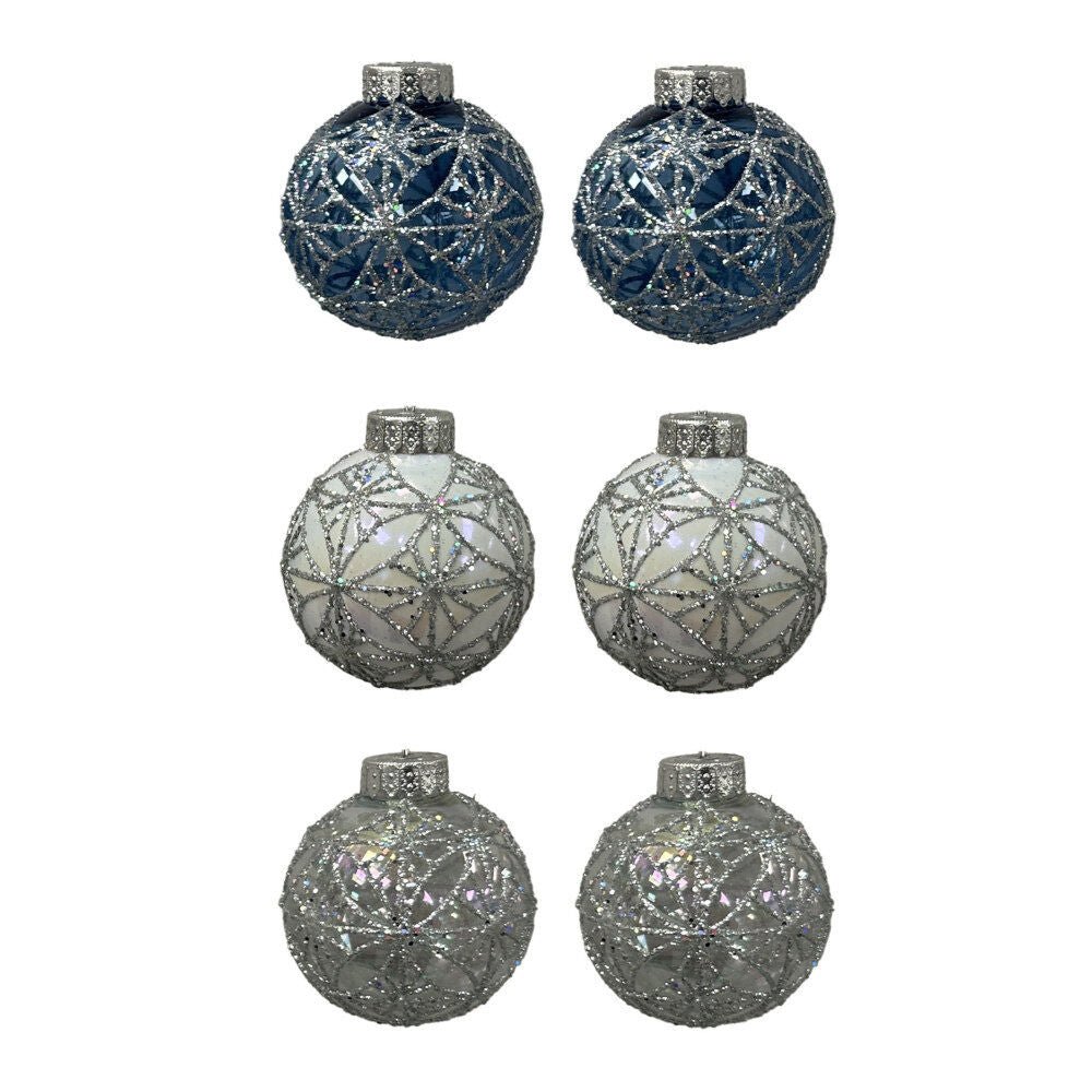 2 Pk 60Mm Hp Glitter Orn - Country Silk