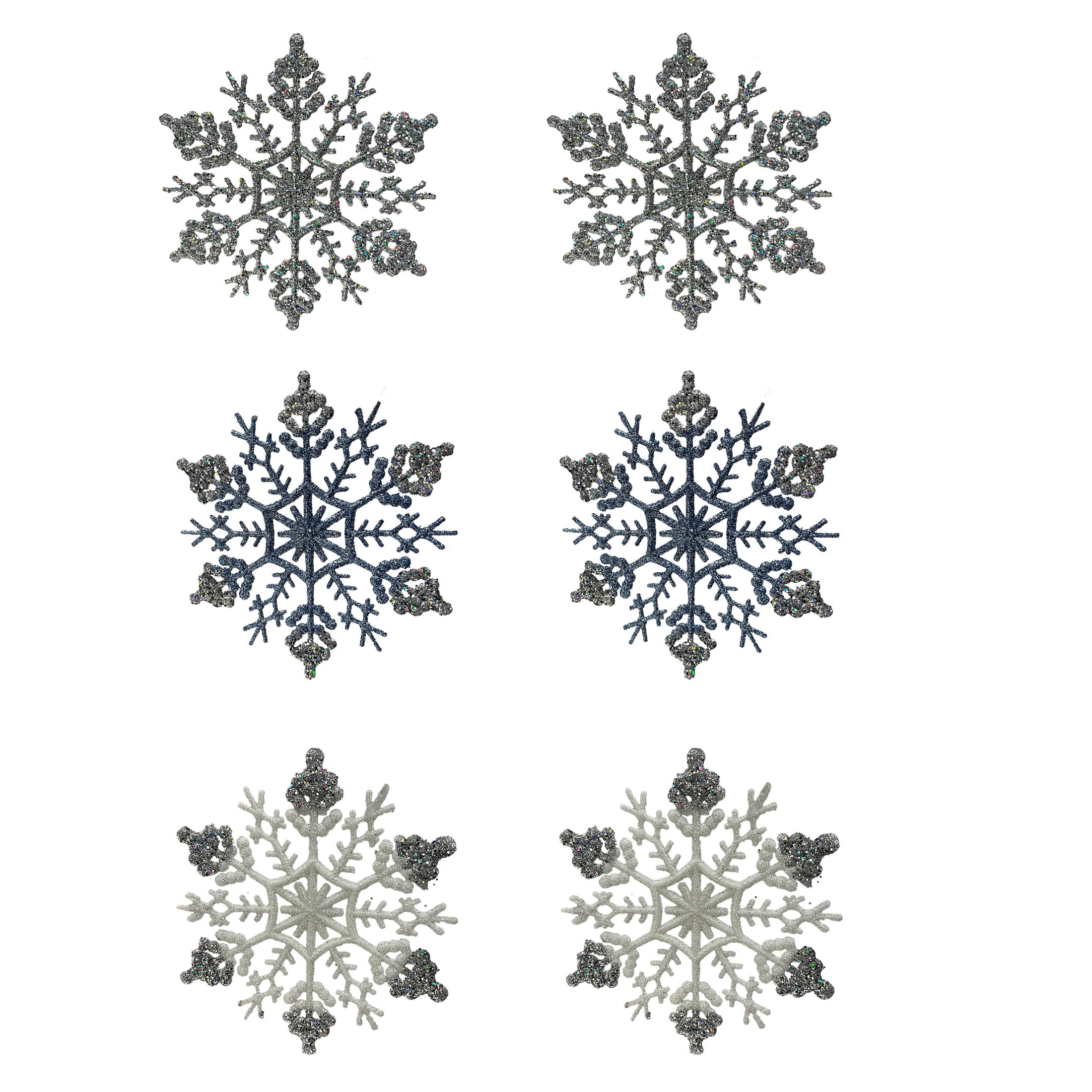 3Pk Snowflake With Glitter
