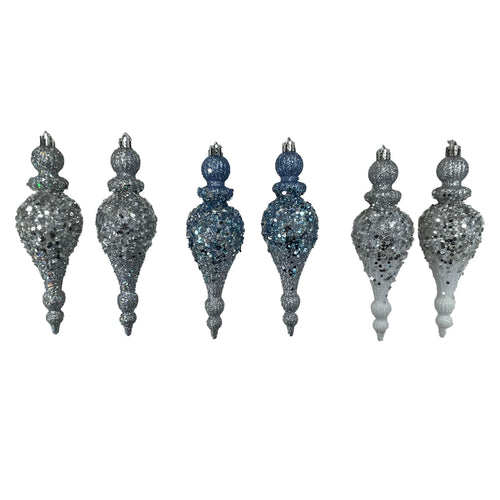 2Pk Glitter Finial Ombre Orn