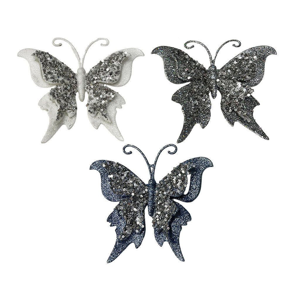 Glitter Butterfly Orn - Country Silk