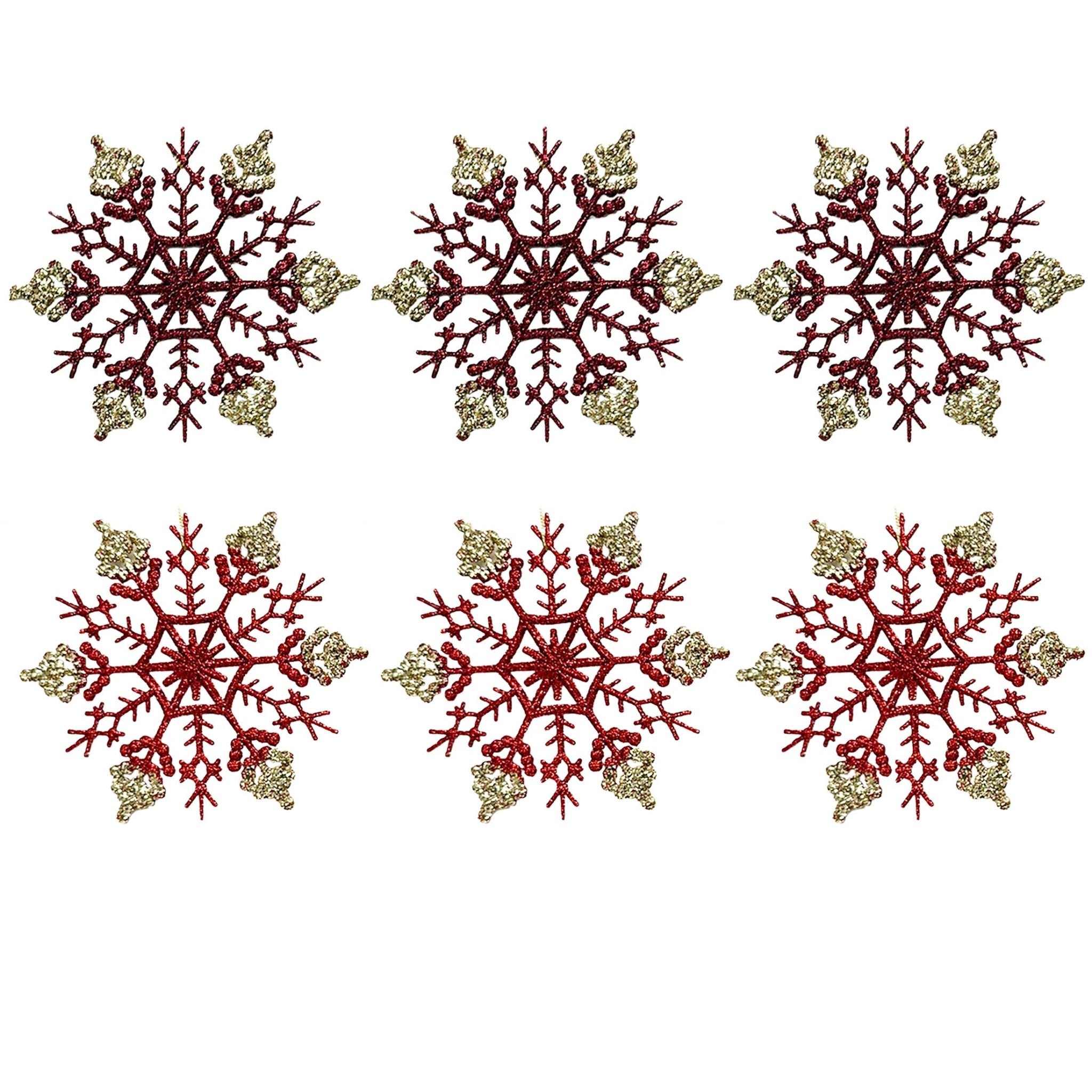 3Pk Snowflake With Glitter - Country Silk