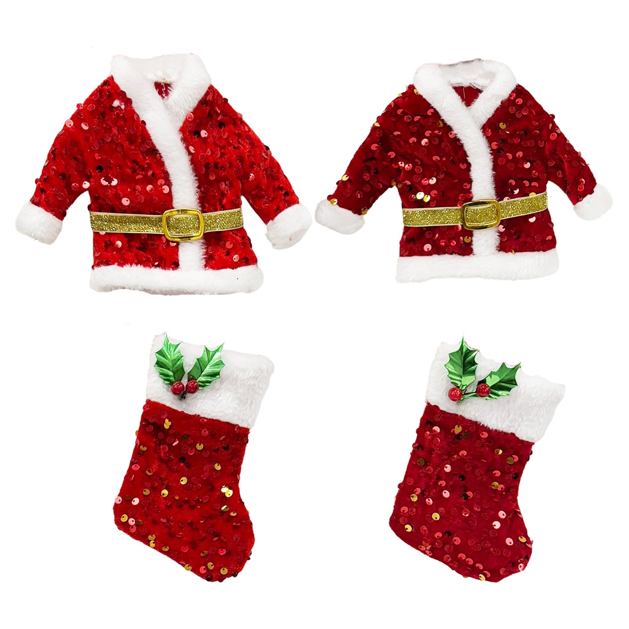 1Pk Santa Jacket Orn And 1Pk Stocking Or - Country Silk